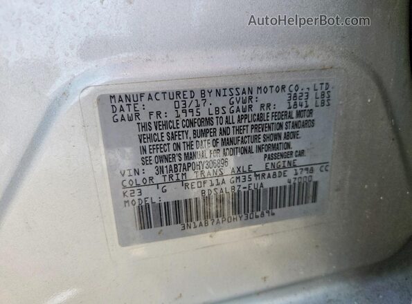3N1AB7AP0HY306896 2017 NISSAN SENTRA Silver Engine compartment view