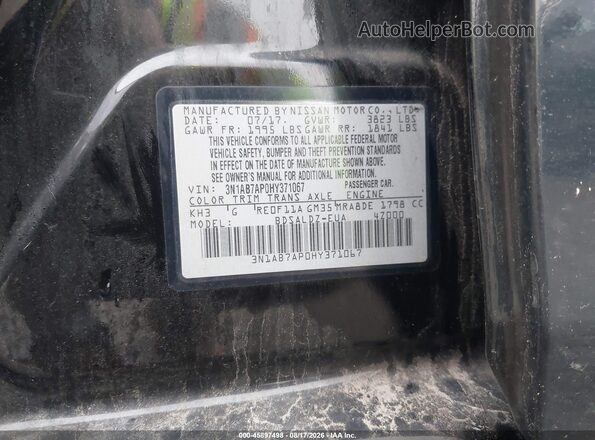3N1AB7AP0HY371067 2017 NISSAN SENTRA Black Engine compartment view