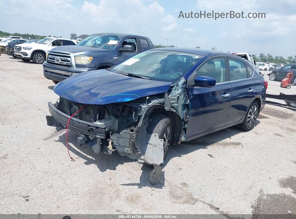 3N1AB7AP0KY375658 2019 NISSAN SENTRA Blue წინა მარცხენა ხედი სამი მეოთხედიდან