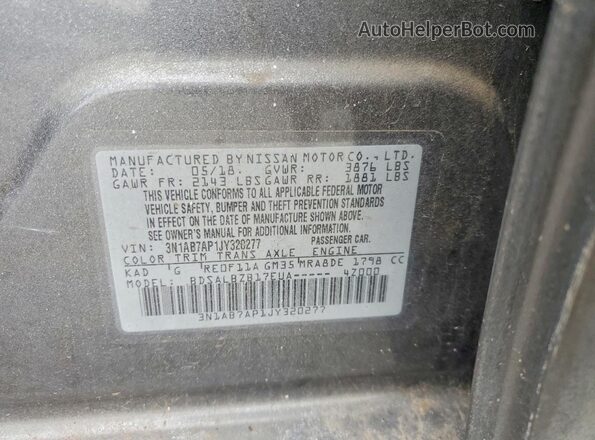 3N1AB7AP1JY320277 2018 NISSAN SENTRA Gray Widok komory silnika