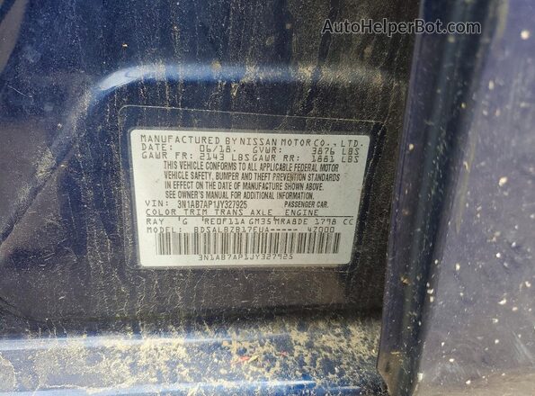 3N1AB7AP1JY327925 2018 NISSAN SENTRA Blue Vista del compartimento del motor