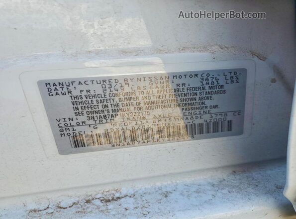 3N1AB7AP1KY322175 2019 NISSAN SENTRA Белый Панорамный вид салона 360°