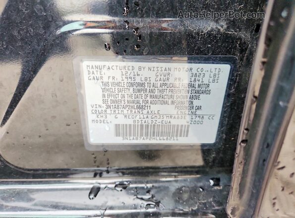 3N1AB7AP2HL668211 2017 NISSAN SENTRA Gray Вид наклейки з VIN-кодом