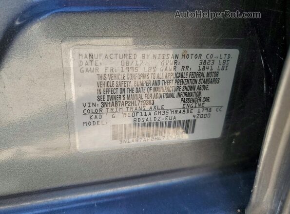 3N1AB7AP2HL719383 2017 NISSAN SENTRA Silver Вид підкапотного простору