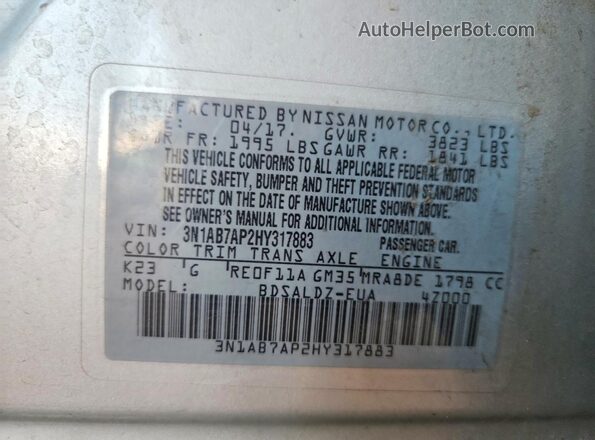 3N1AB7AP2HY317883 2017 NISSAN SENTRA Silver 