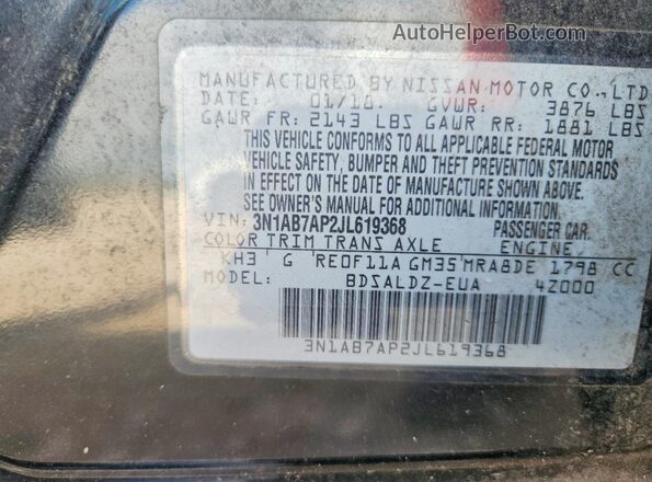 3N1AB7AP2JL619368 2018 NISSAN SENTRA Black Շարժիչի բաժամունքի տեսք