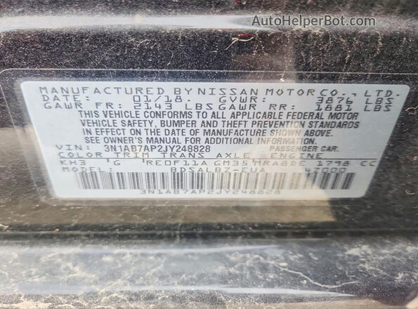 3N1AB7AP2JY248828 2018 NISSAN SENTRA Black Widok komory silnika