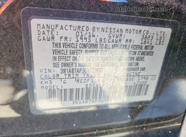 3N1AB7AP3GY229553 2016 NISSAN SENTRA Black Engine compartment view