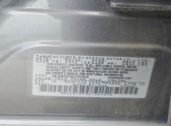 3N1AB7AP3GY267574 2016 NISSAN SENTRA Silver Շարժիչի բաժամունքի տեսք