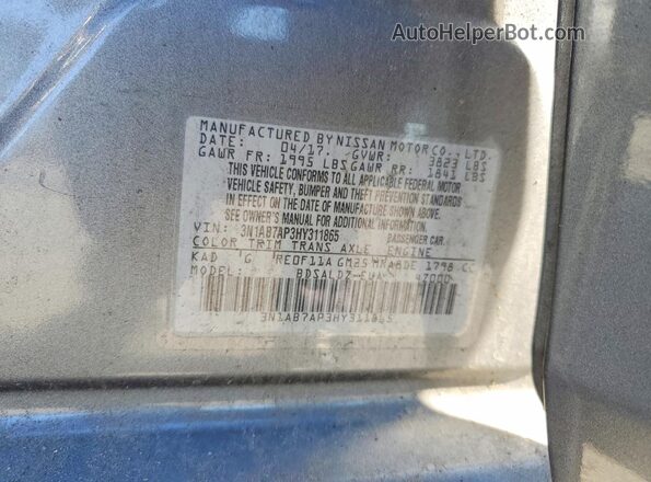 3N1AB7AP3HY311865 2017 NISSAN SENTRA Gray Engine compartment view