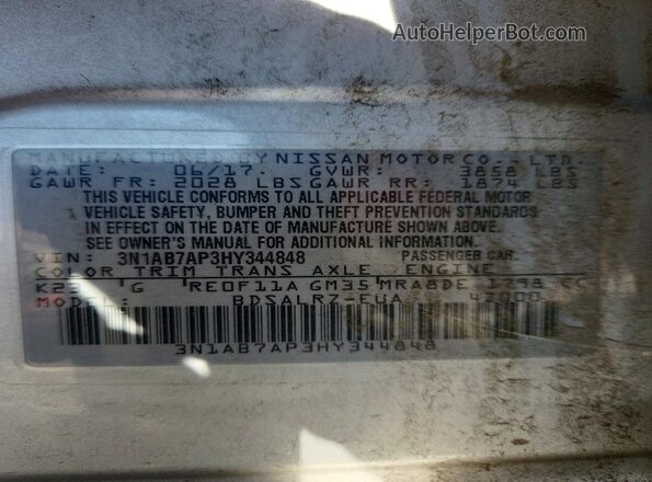 3N1AB7AP3HY344848 2017 NISSAN SENTRA Silver Вид підкапотного простору
