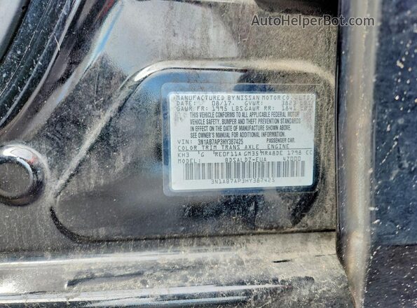 3N1AB7AP3HY387425 2017 NISSAN SENTRA Black VIN კოდის სტიკერის ხედი