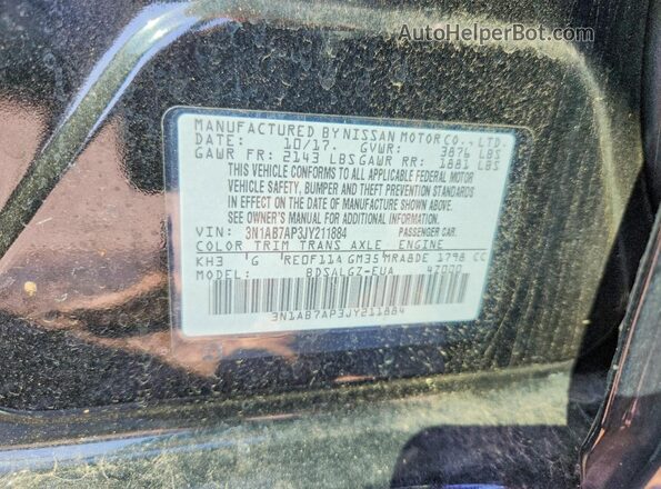 3N1AB7AP3JY211884 2018 NISSAN SENTRA Черный Вид наклейки с VIN-кодом