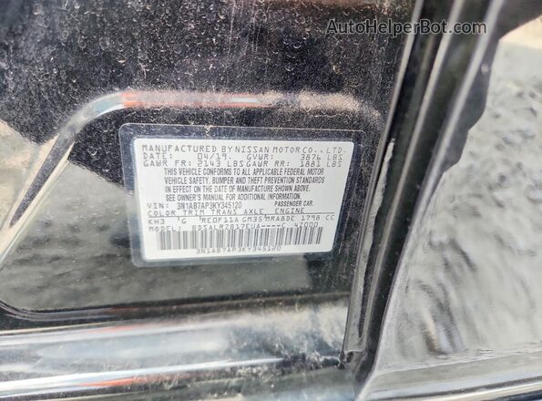 3N1AB7AP3KY345120 2019 NISSAN SENTRA Black Engine compartment view