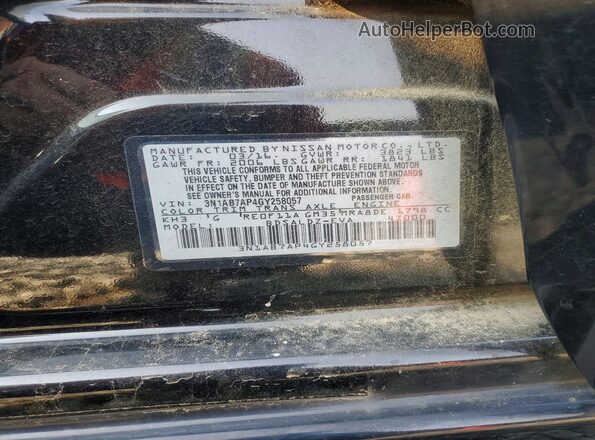 3N1AB7AP4GY258057 2016 NISSAN SENTRA Black VIN sticker view