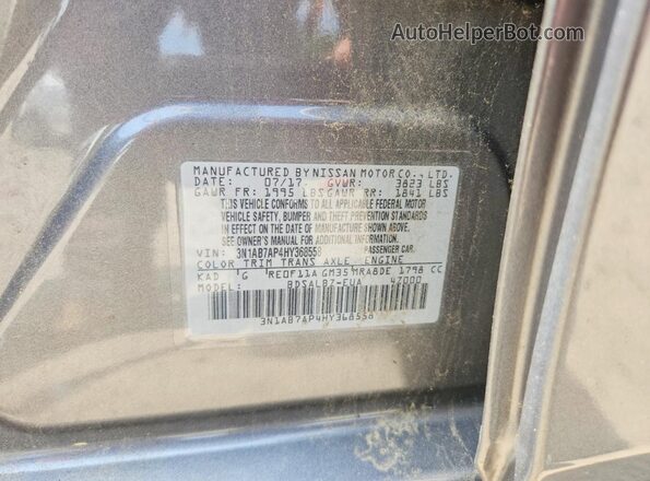 3N1AB7AP4HY368558 2017 NISSAN SENTRA Серый Вид подкапотного пространства