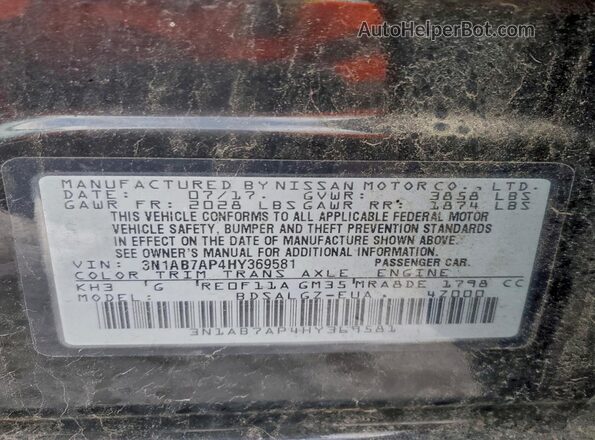 3N1AB7AP4HY369581 2017 NISSAN SENTRA Black 