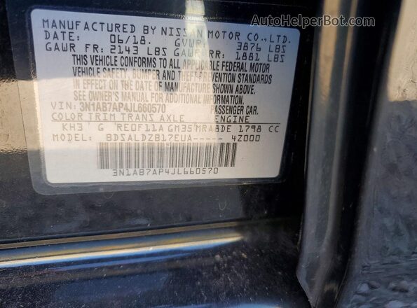 3N1AB7AP4JL660570 2018 NISSAN SENTRA Black Շարժիչի բաժամունքի տեսք