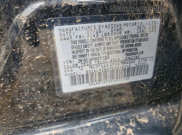 3N1AB7AP4KY205352 2019 NISSAN SENTRA Black Շարժիչի բաժամունքի տեսք