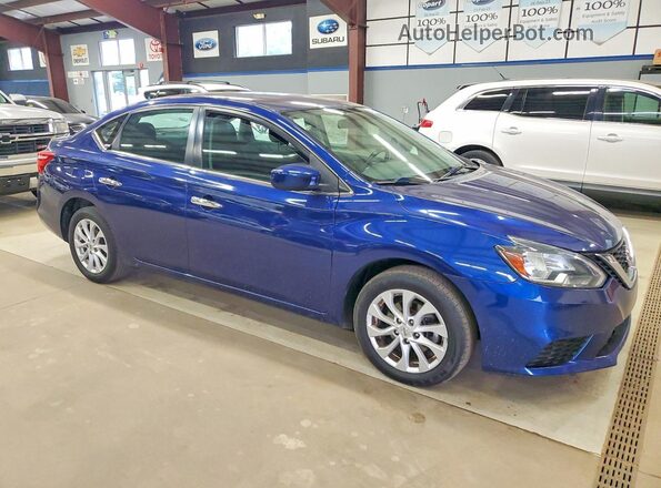 3N1AB7AP4KY279242 2019 NISSAN SENTRA Синий Передняя правая четверть