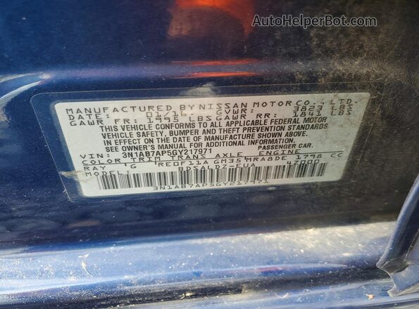 3N1AB7AP5GY217971 2016 NISSAN SENTRA Blue Engine compartment view
