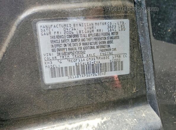 3N1AB7AP5GY263042 2016 NISSAN SENTRA Черный Вид наклейки с VIN-кодом