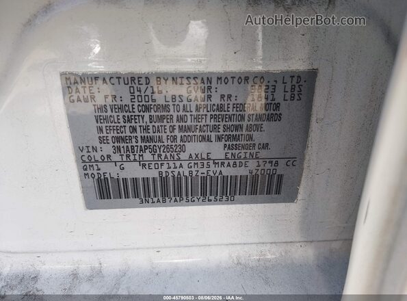 3N1AB7AP5GY265230 2016 NISSAN SENTRA White Vista del compartimento del motor