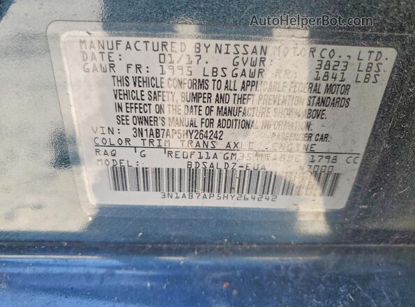 3N1AB7AP5HY264242 2017 NISSAN SENTRA Черный Вид наклейки с VIN-кодом