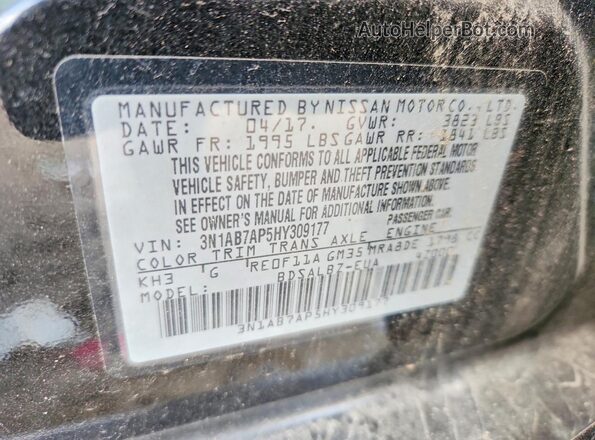 3N1AB7AP5HY309177 2017 NISSAN SENTRA Black Engine compartment view