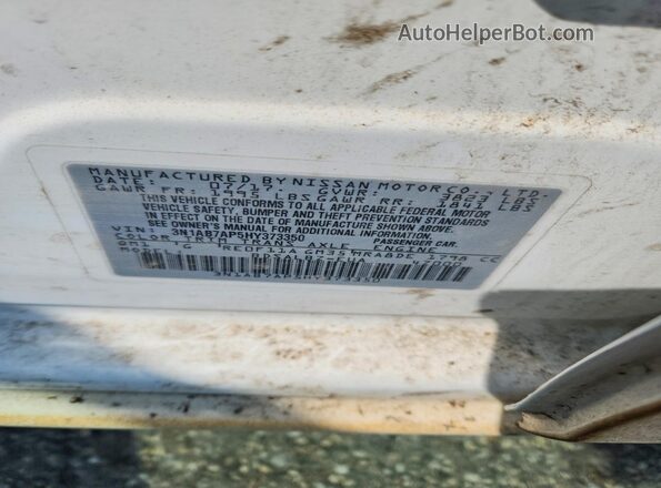 3N1AB7AP5HY373350 2017 NISSAN SENTRA White ძრავის განყოფილების ხედი