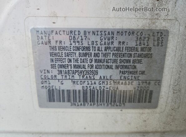 3N1AB7AP5HY392609 2017 NISSAN SENTRA White Engine compartment view