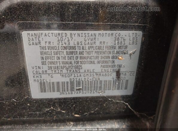 3N1AB7AP5JY219825 2018 NISSAN SENTRA Black Vista del compartimento del motor