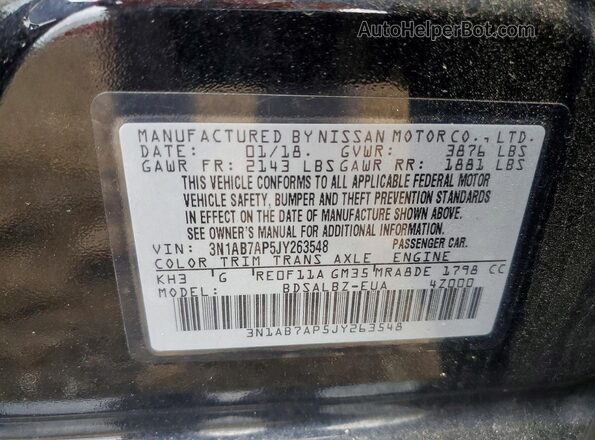 3N1AB7AP5JY263548 2018 NISSAN SENTRA Черный Вид подкапотного пространства