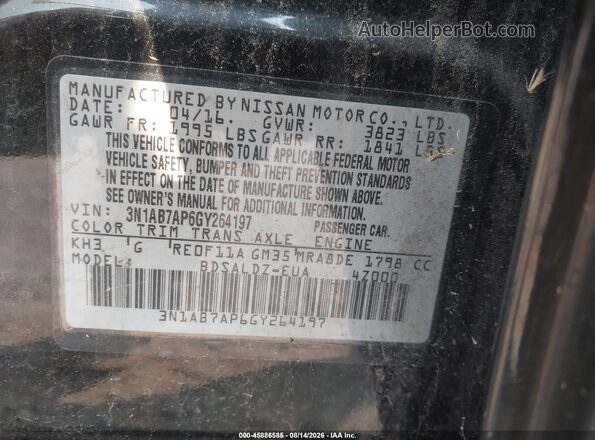 3N1AB7AP6GY264197 2016 NISSAN SENTRA Black Շարժիչի բաժամունքի տեսք