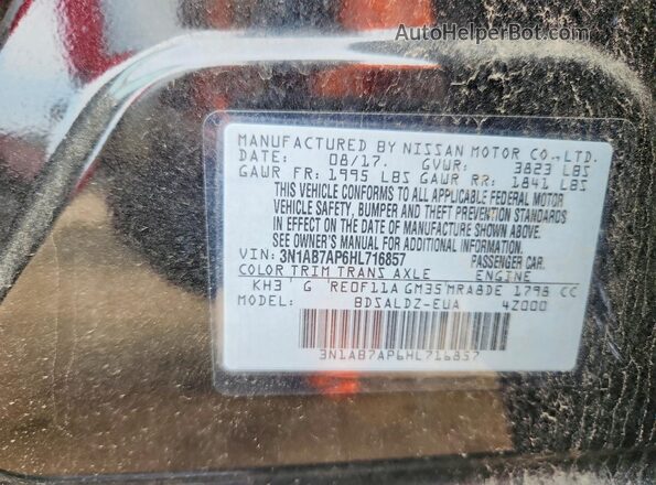 3N1AB7AP6HL716857 2017 NISSAN SENTRA Черный Вид подкапотного пространства