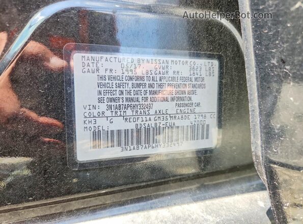3N1AB7AP6HY332497 2017 NISSAN SENTRA Black Engine compartment view
