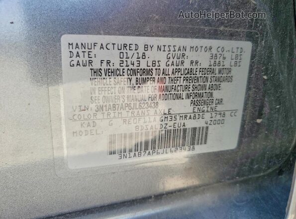 3N1AB7AP6JL623438 2018 NISSAN SENTRA Gray Widok komory silnika