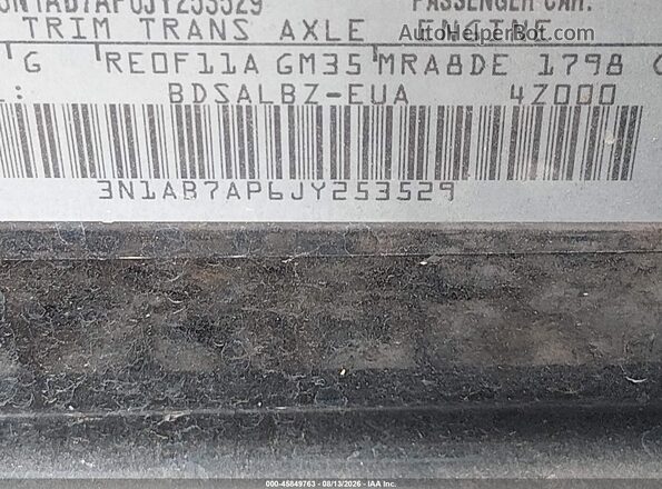 3N1AB7AP6JY253529 2018 NISSAN SENTRA Black Շարժիչի բաժամունքի տեսք
