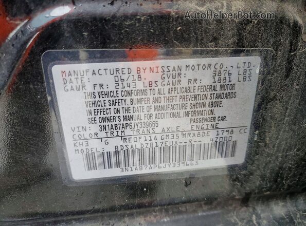 3N1AB7AP6JY339665 2018 NISSAN SENTRA Black Widok komory silnika