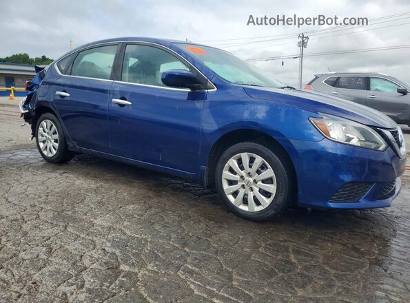 3N1AB7AP6KY327680 2019 NISSAN SENTRA Синий Передняя правая четверть
