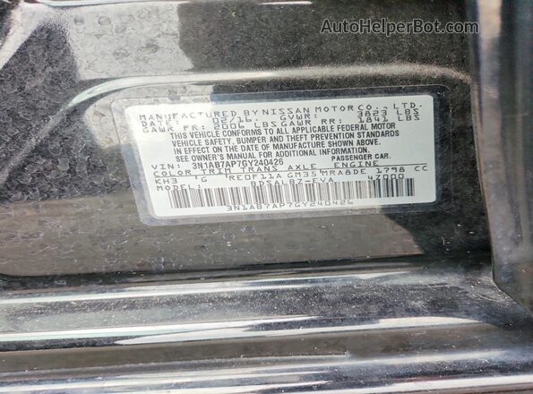 3N1AB7AP7GY240426 2016 NISSAN SENTRA Black VIN կոդի պիտակի տեսք