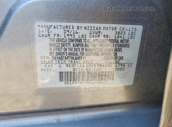 3N1AB7AP7HL640811 2017 NISSAN SENTRA Gray Engine compartment view
