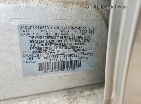 3N1AB7AP7HL723784 2017 NISSAN SENTRA Silver ძრავის განყოფილების ხედი