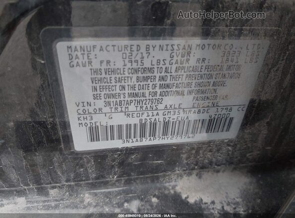 3N1AB7AP7HY279762 2017 NISSAN SENTRA Black Вид підкапотного простору