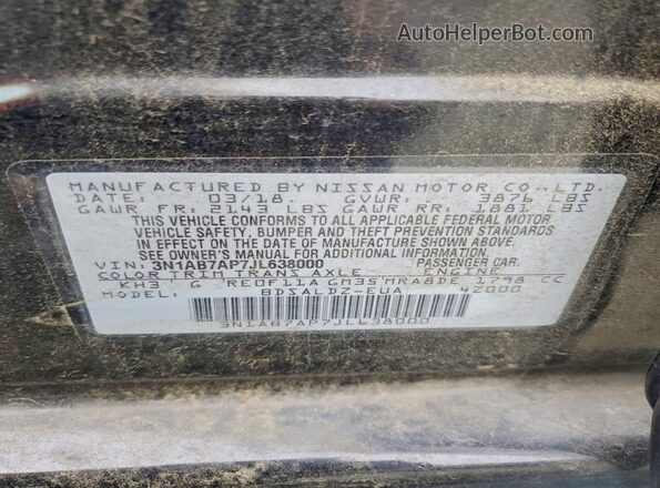 3N1AB7AP7JL638000 2018 NISSAN SENTRA Black Engine compartment view