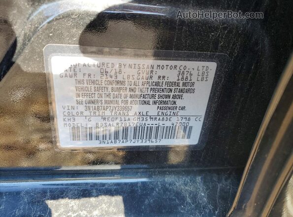 3N1AB7AP7JY339657 2018 NISSAN SENTRA Black Widok komory silnika