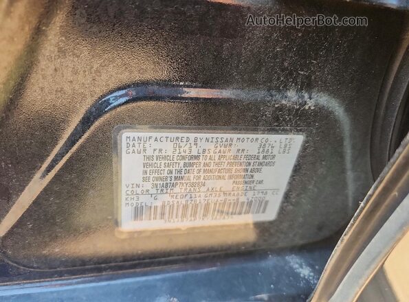 3N1AB7AP7KY382834 2019 NISSAN SENTRA Black ძრავის განყოფილების ხედი