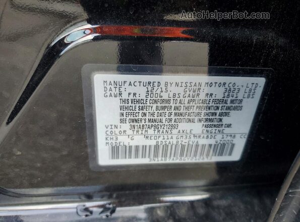 3N1AB7AP8GY212893 2016 NISSAN SENTRA Black Widok komory silnika