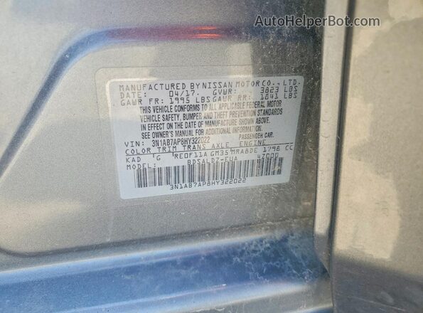 3N1AB7AP8HY322022 2017 NISSAN SENTRA Серый Вид подкапотного пространства