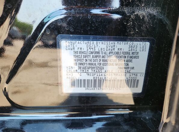 3N1AB7AP8HY325924 2017 NISSAN SENTRA Black Engine compartment view